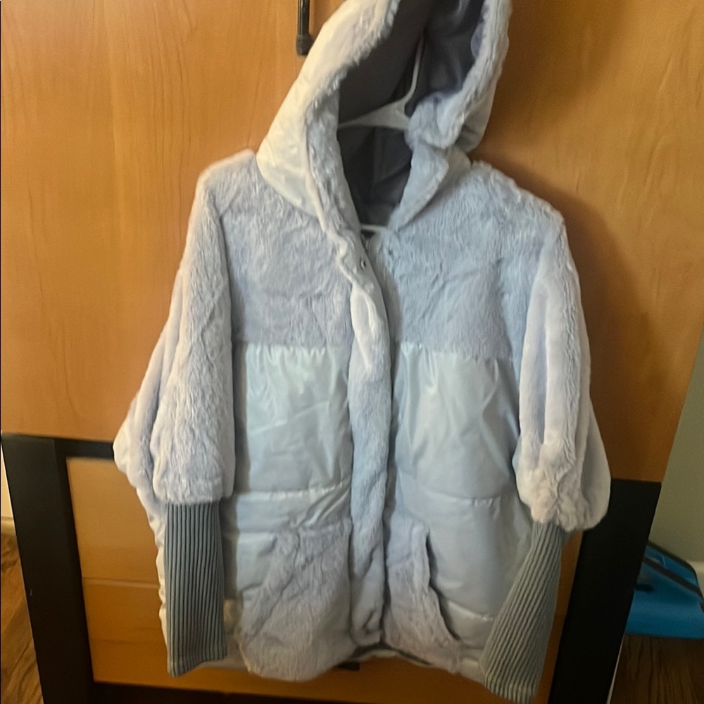 Gray Hooded Quilted Winter Coat